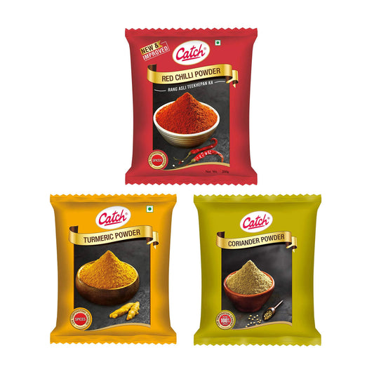 Catch  Catch Turmeric Powder(200gms), Catch Dhania Powder(200gms) & Catch Red Chilli Powder(200gms) Combo Share.svg Net Qty: 3 combo